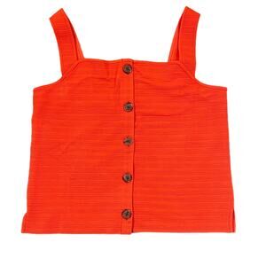 NWT J. Crew Orange/Red Textured Button-Front Tank